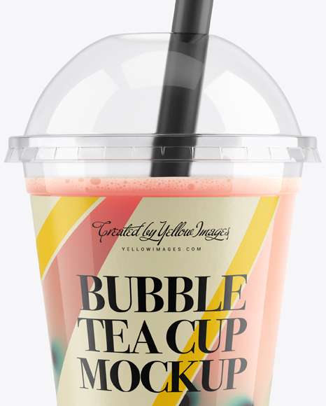 Berry Bubble Tea Cup Mockup - Front View