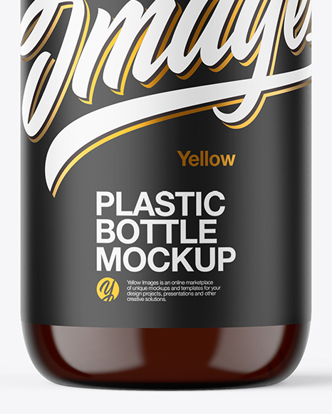 Amber Plastic Bottle with Pump Mockup