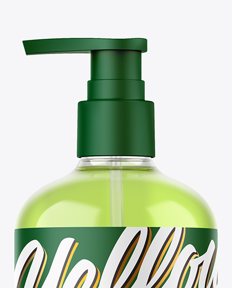 Clear Plastic Bottle with Pump Mockup