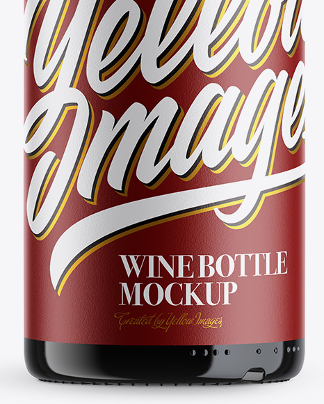 Green Glass Bottle With Red Wine Mockup