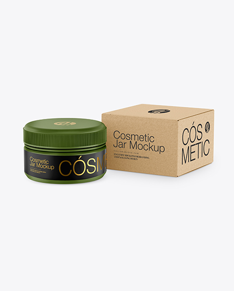 Matte Cosmetic Jar with Box Mockup