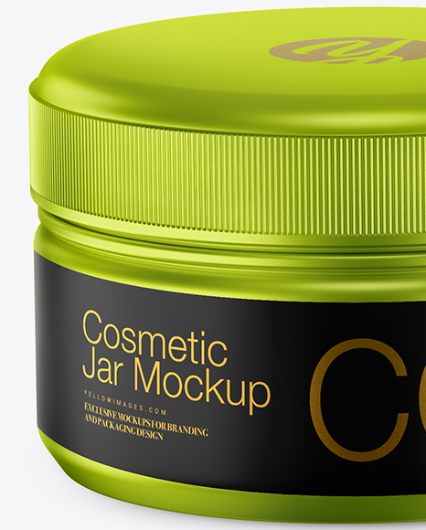 Metallic Cosmetic Jar with Box Mockup