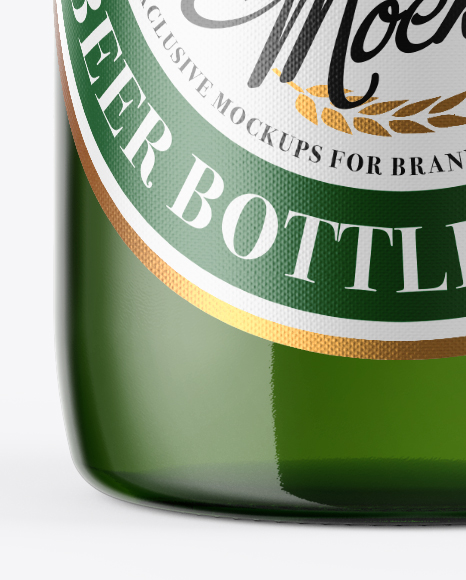 Green Glass Beer Bottle Mockup