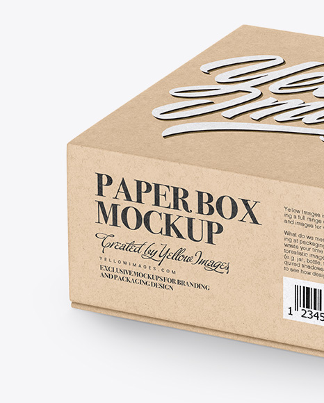 Kraft Paper Box Mockup - Half Side View