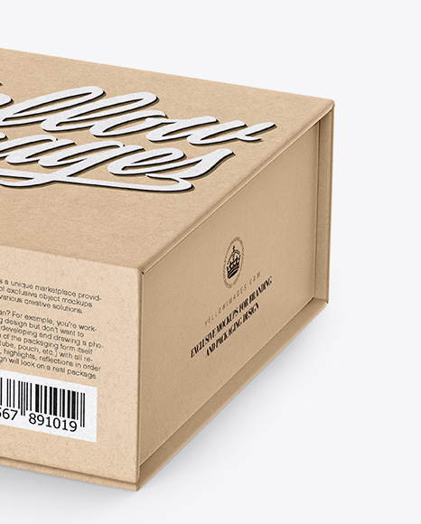 Kraft Paper Box Mockup - Half Side View