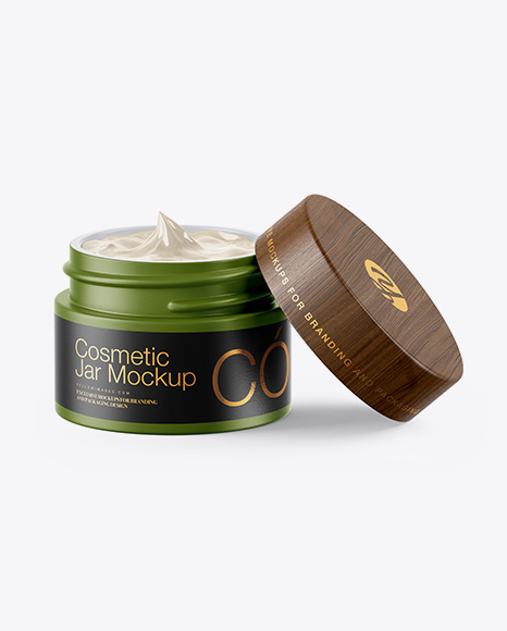 Opened Matte Cosmetic Jar Mockup