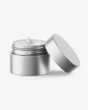 Opened Matte Metallic Cosmetic Jar Mockup