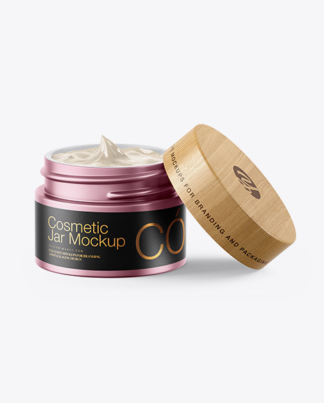 Opened Matte Metallic Cosmetic Jar Mockup