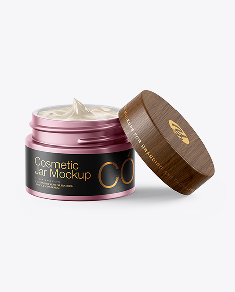 Opened Matte Metallic Cosmetic Jar Mockup Opened Matte Metallic Cosmetic Jar Mockup