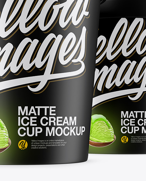 Three Matte Ice Cream Cups Mockup