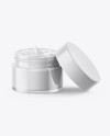 Opened Clear Glass Cosmetic Jar Mockup