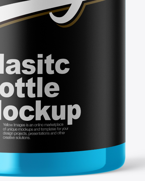 Metallic Plastic Bottle w/ Label Mockup