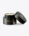 Opened Matte Cosmetic Jar in Wooden Shell Mockup Opened Matte Cosmetic Jar in Wooden Shell Mockup