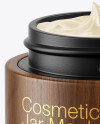 Opened Matte Cosmetic Jar in Wooden Shell Mockup Opened Matte Cosmetic Jar in Wooden Shell Mockup