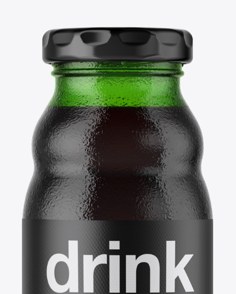 Green Glass Bottle with Dark Drink Mockup