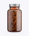 Amber Glass Bottle With Pills Mockup