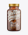Amber Glass Bottle With Pills Mockup