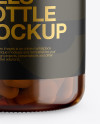 Amber Glass Bottle With Pills Mockup