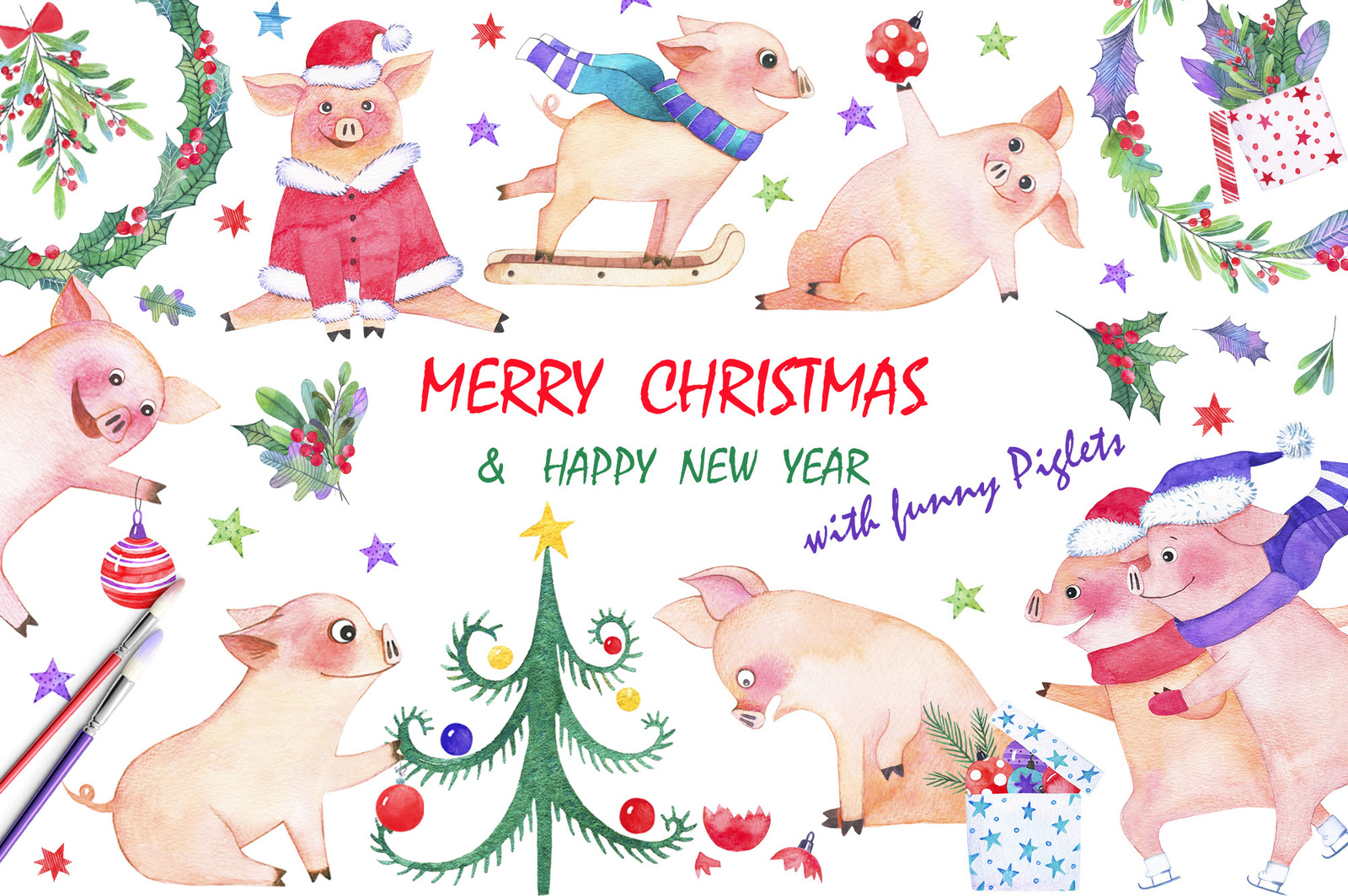 Holiday with funny piglets! Holiday with funny piglets!