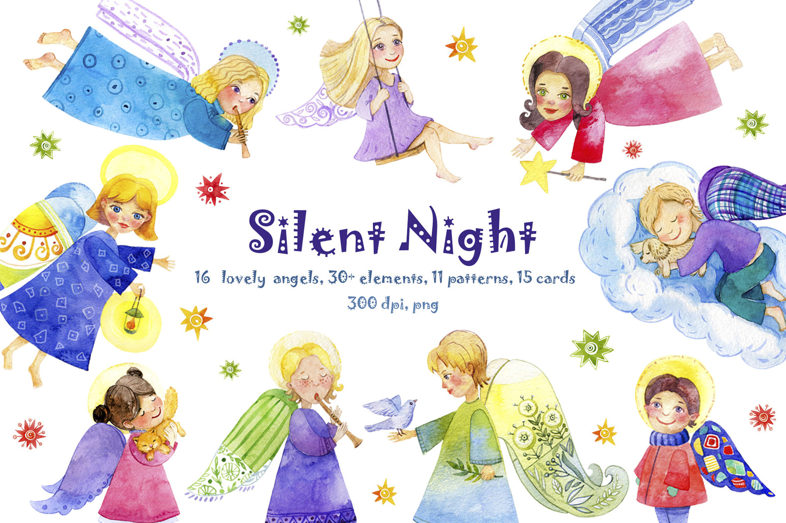 Silent night with cute Angels Silent night with cute Angels