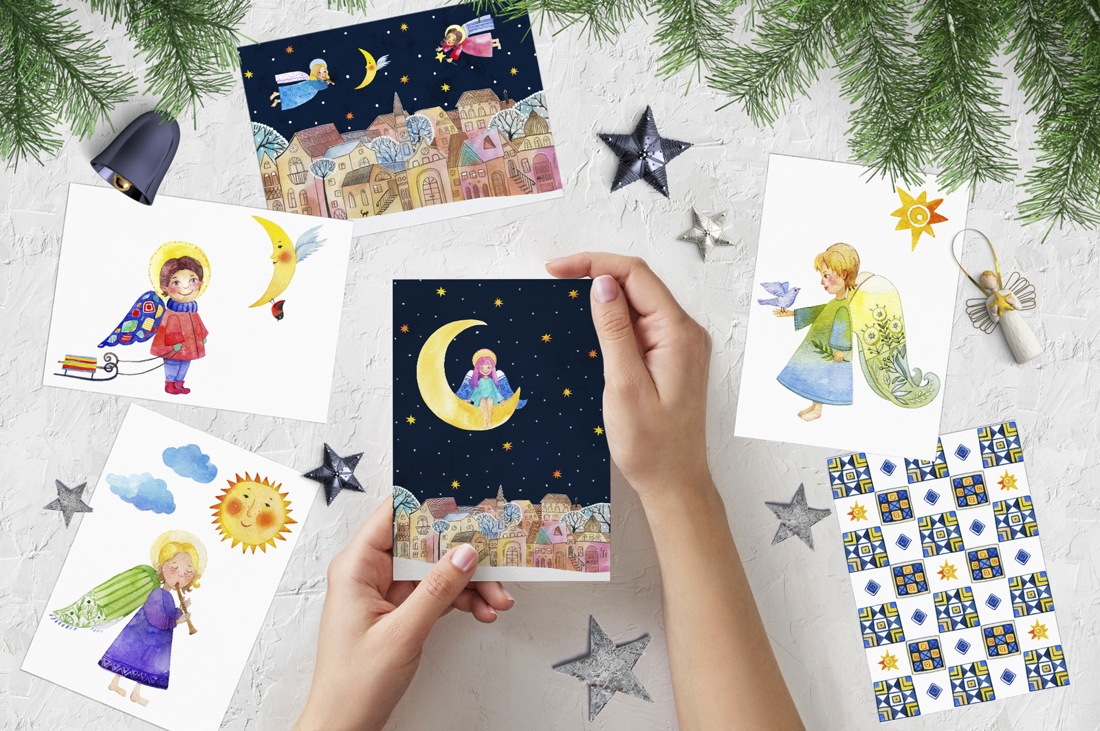 Silent night with cute Angels Silent night with cute Angels