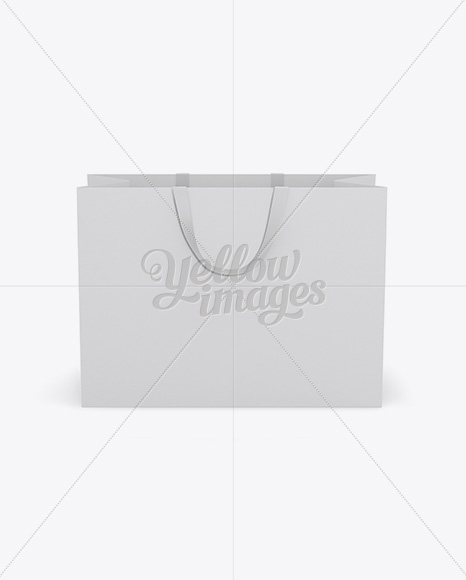 Paper Shopping Bag With Ribbon Handles Mockup - Front View