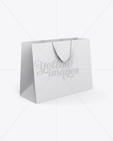 Paper Shopping Bag With Ribbon Handles Mockup - Halfside View