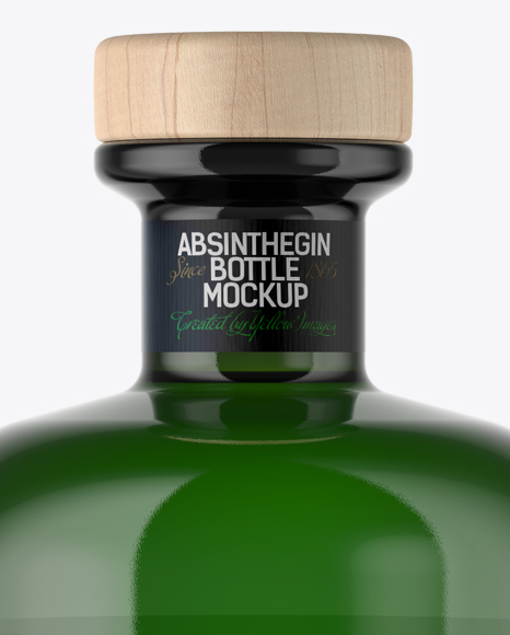 Green Glass Absinthe Bottle Mockup