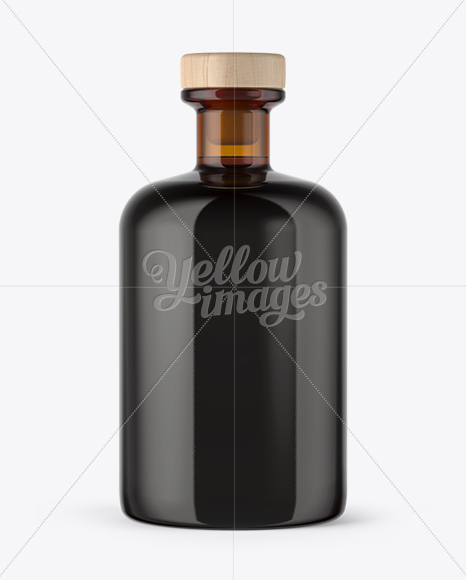 Amber Glass Rum Bottle Mockup - Free Download Images High Quality PNG