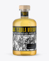 Clear Glass Tequila Gold Bottle Mockup