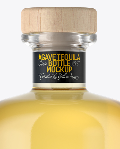 Clear Glass Tequila Gold Bottle Mockup