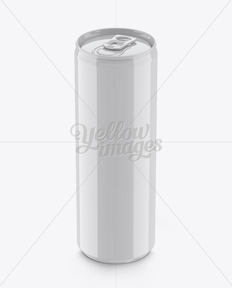 250ml Aluminium Can With Gloss Finish Mockup (High-Angle Shot)