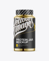 Nutritional Supplement Bottle With Chrome Finish Mockup - Eye-Level Shot