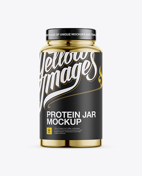 Nutritional Supplement Bottle With Chrome Finish Mockup - Eye-Level Shot