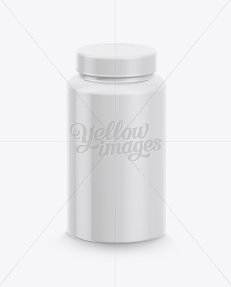 Nutritional Supplement Bottle With Gloss Finish Mockup - High-Angle Shot