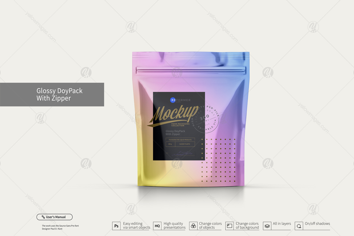 Six Doy-Pack With Zipper Mockup Six Doy-Pack With Zipper Mockup