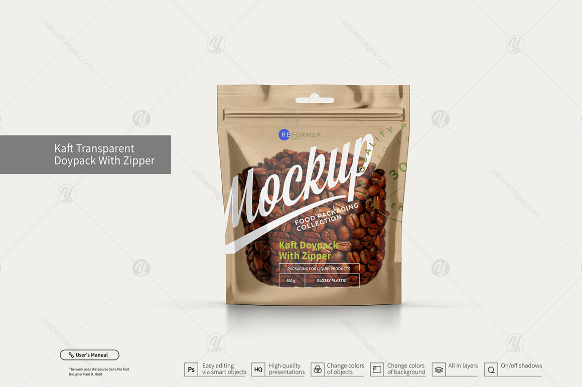 Six Doy-Pack With Zipper Mockup Six Doy-Pack With Zipper Mockup