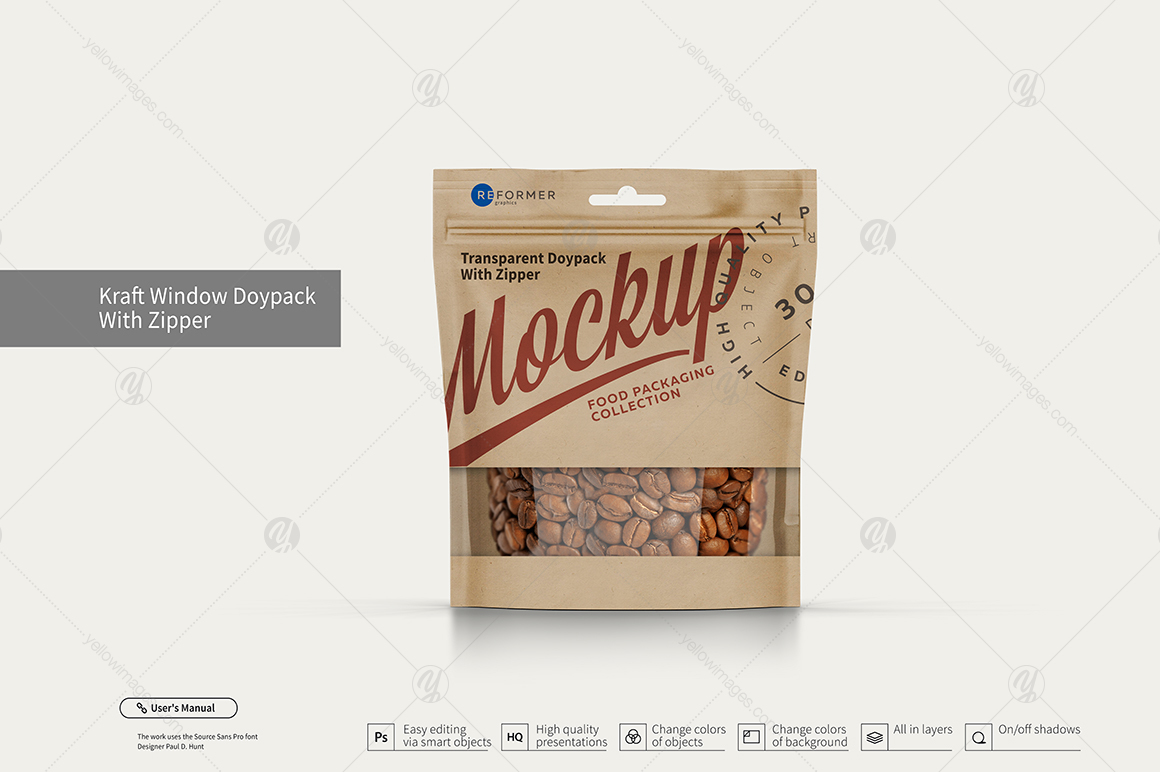 Six Doy-Pack With Zipper Mockup