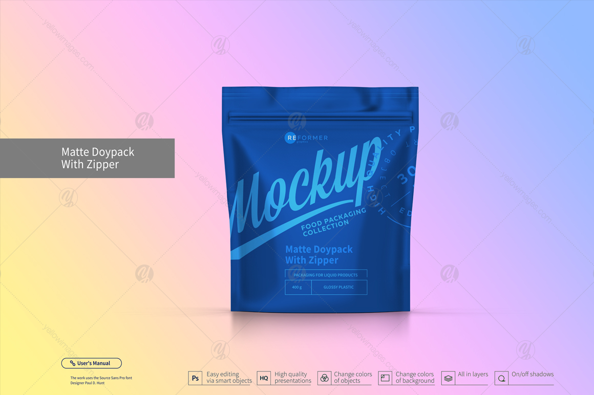 Six Doy-Pack With Zipper Mockup Six Doy-Pack With Zipper Mockup