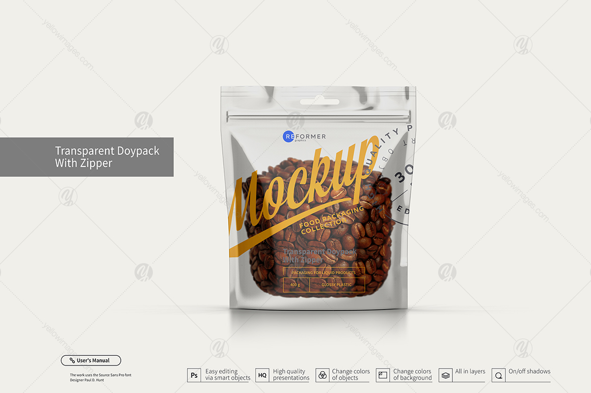 Six Doy-Pack With Zipper Mockup