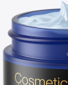 Opened Frosted Blue Glass Cosmetic Jar Mockup