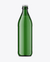 Green Glass Bottle With Lager Beer Mockup