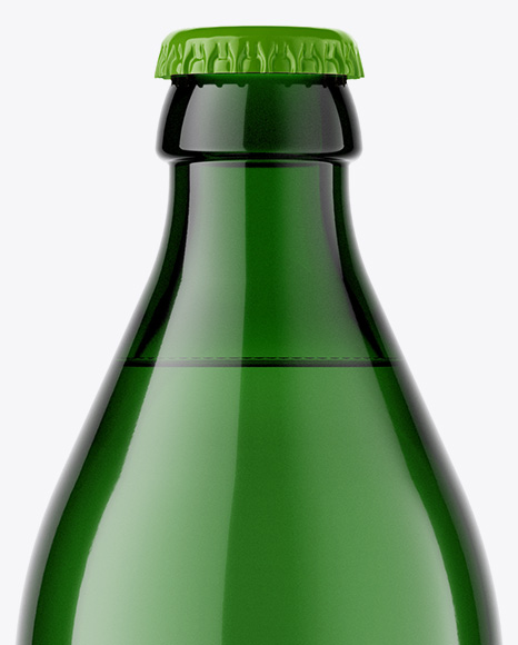 Green Glass Bottle With Lager Beer Mockup