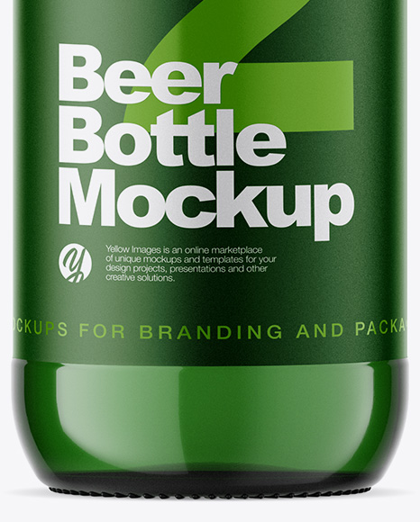 Green Glass Bottle With Lager Beer Mockup