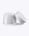 Opened Frosted Clear Glass Cosmetic Jar Mockup