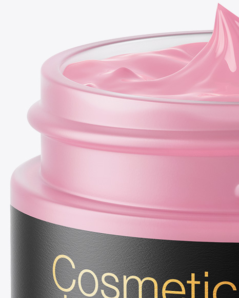 Opened Frosted Glass Cosmetic Jar Mockup