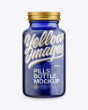 Blue Glass Bottle With Pills Mockup