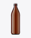 Amber Glass Bottle With Lager Beer Mockup