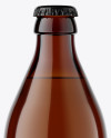 Amber Glass Bottle With Lager Beer Mockup