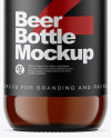 Amber Glass Bottle With Lager Beer Mockup